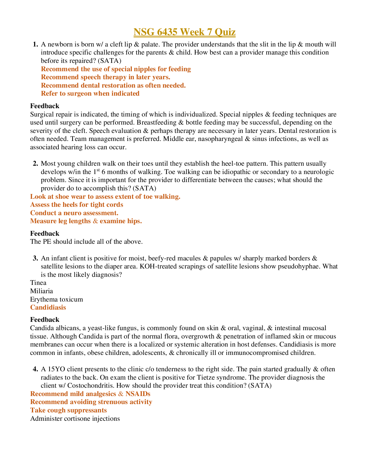 Preview image for NSG 6435 Week 7 Knowledge Check with Answers